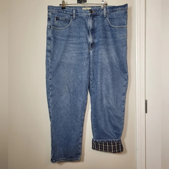 Vintage Men’s L.L. Bean Relaxed Fit Flannel Lined Jeans sz 38 x 29 style 0JW80 - Picture 1 of 10